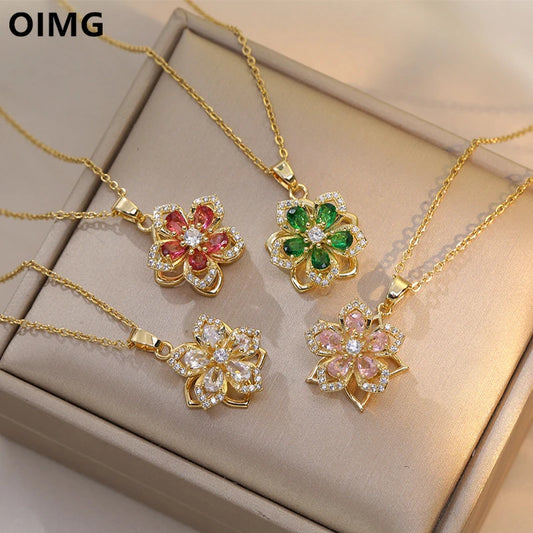 Eternal Bloom Rotatable Flower Necklace – Romance in Every Turn